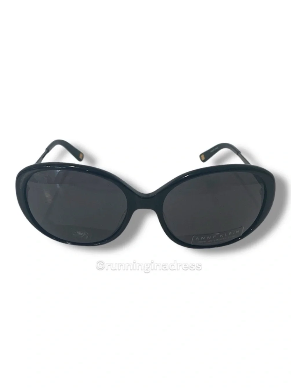 Anne Klein AK7000 Black Oversized Oval Sunglasses / NWOT Y2K Retro Chic UV Sun
